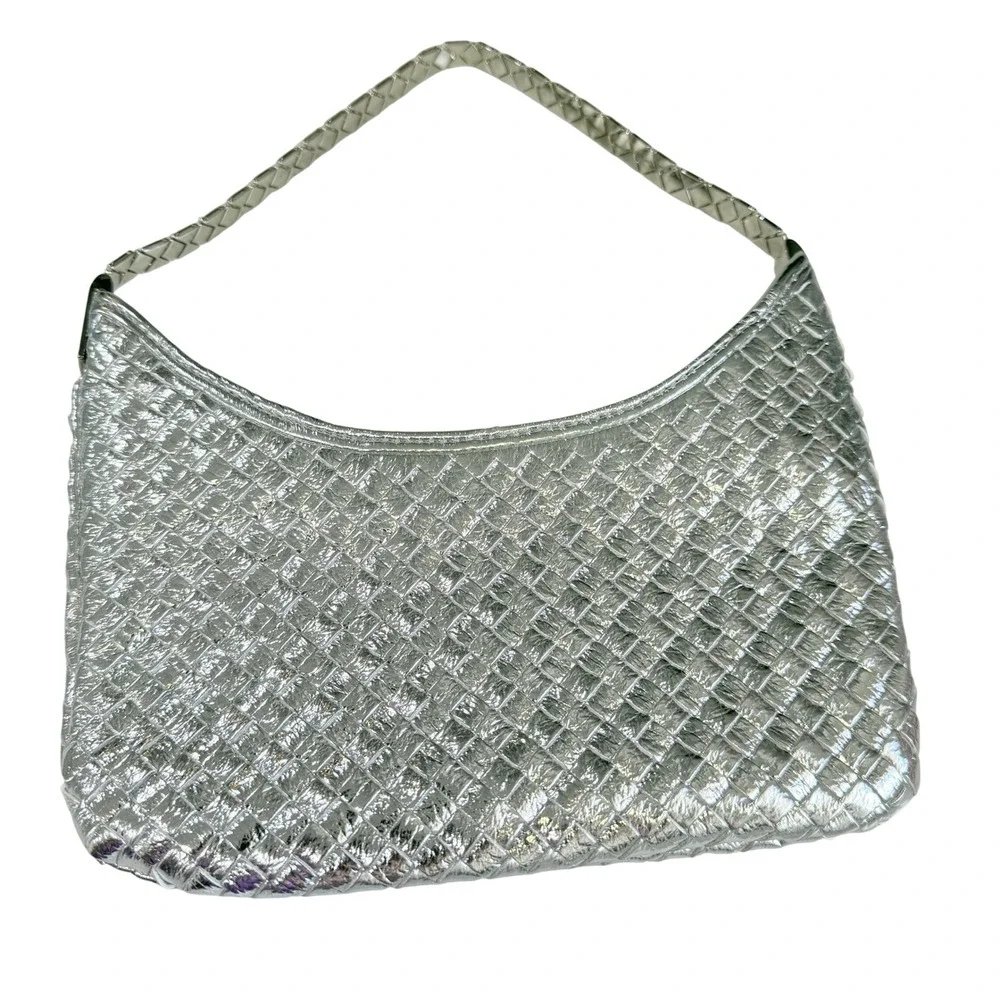 Ariteration Silver Metallic Evening Bag Y2K Disco Party Prom Shoulder Purse Glam
